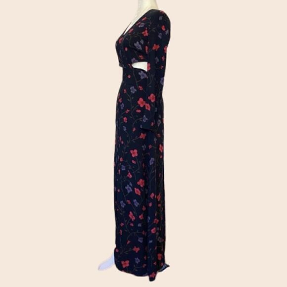 Reformed by REFORMATION X URBAN OUTFITTERS Navy Maxi CutOut Floral Dress Size XS - Picture 6 of 16